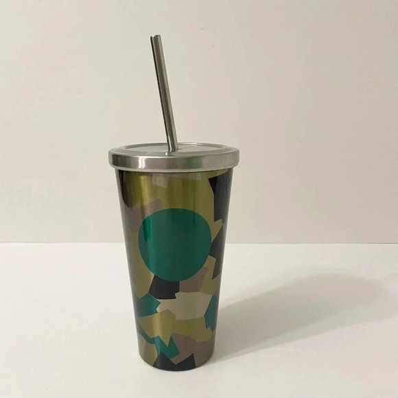 Starbucks 2014 Stainless Steel 16oz Camo Tumbler Cup With Stainless Steel Straw - Picture 1 of 16